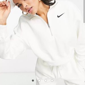 Nike Phoenix Fleece cropped quarter zip sweatshirt in white